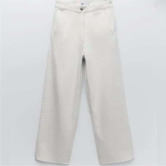 NWT Zara The Alma Wide Leg Denim in Ecru - Picture 7 of 15